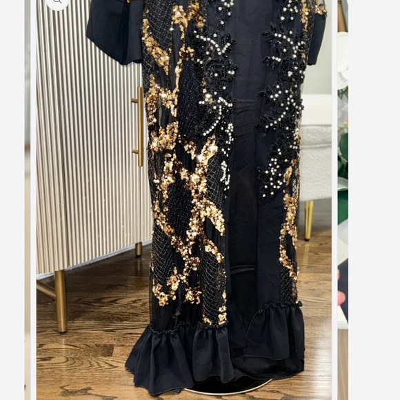 Fully beaded embellished black open abaya Dubai evening dress kuftan one  size